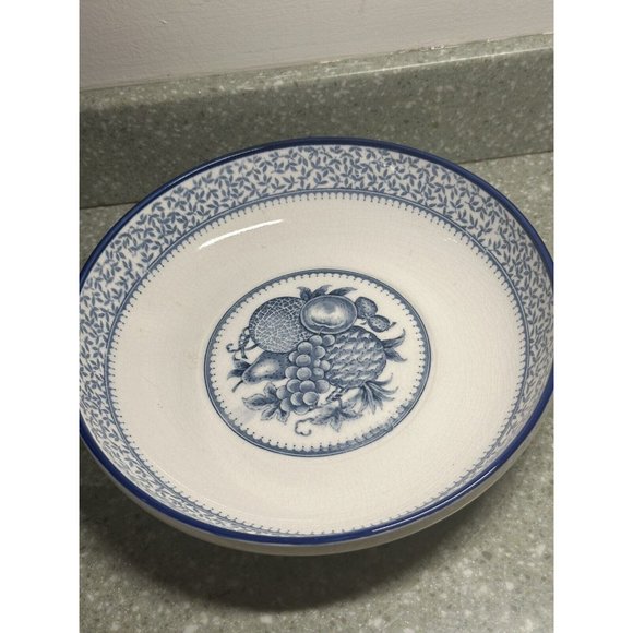 Vtg Jay Import Co Blue And White Fruit Pitcher & Bowl Water Pitcher Cottagecore - Picture 4 of 10